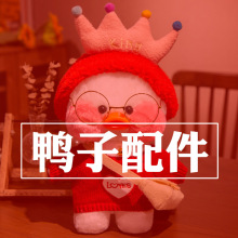 网红玻尿酸鸭毛衣配饰 毛绒玩具帽子眼镜 34厘米适用于本店鸭子