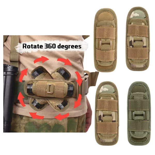 Tactical Sports Flashlight Sleeve Multifunctional 360-degree Rotating Universal Flashlight Waist Sleeve Outdoor Hanging Bag
