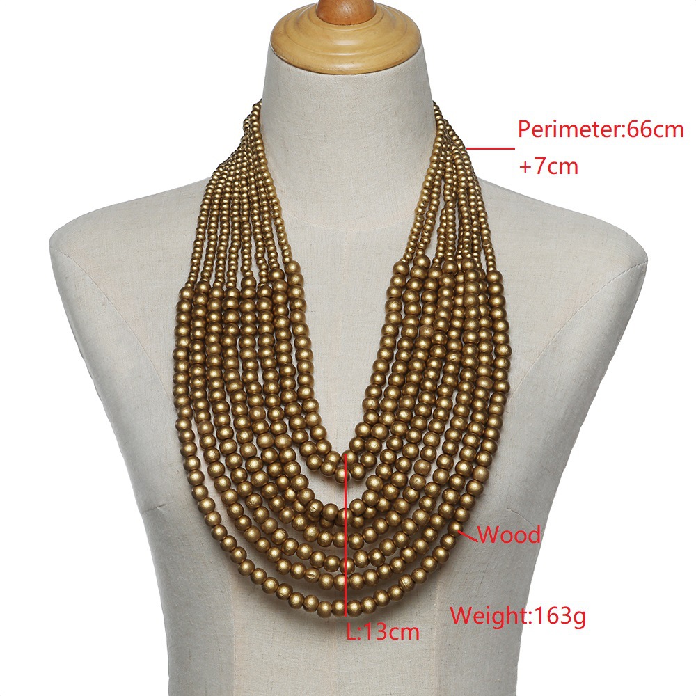 168g Weight Casual Ethnic Style Simple Style Round Wood Wholesale Sweater Chain