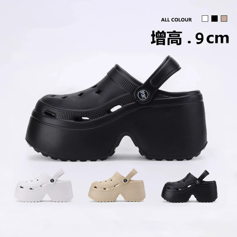 Оптовые женские сабо, увеличивающие рост, летняя верхняя одежда, модные нескользящие пляжные сандалии на платформе на высоком каблуке 9 см на толстой подошве для женщин