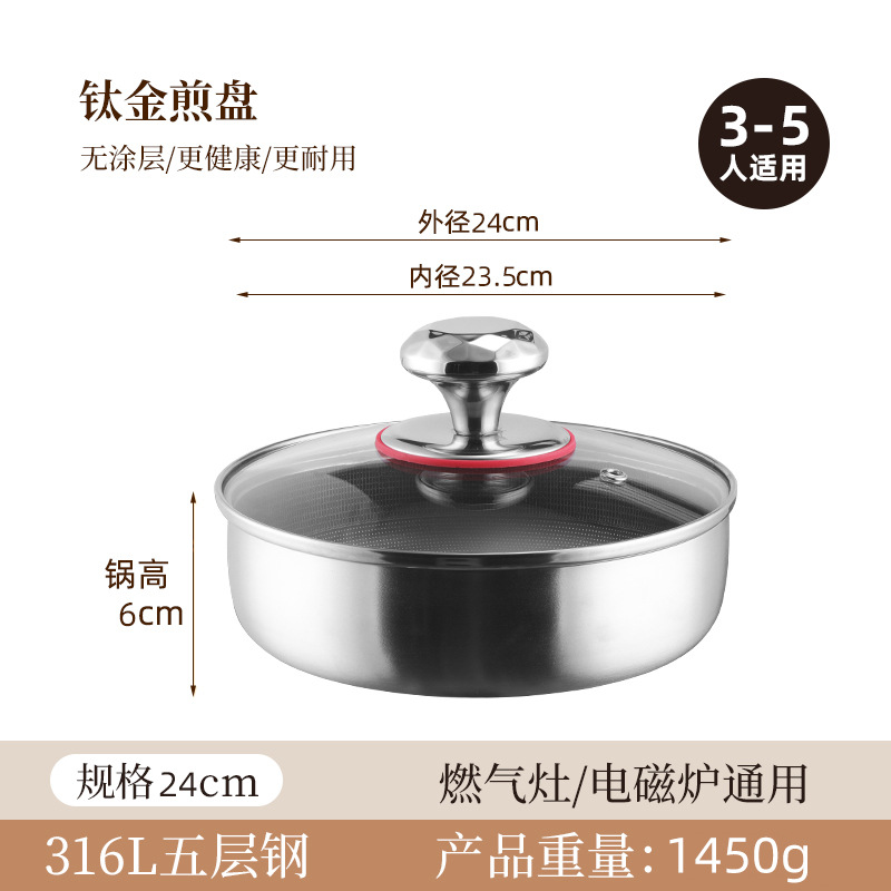 Ti acero inoxidable fondo plano de panela