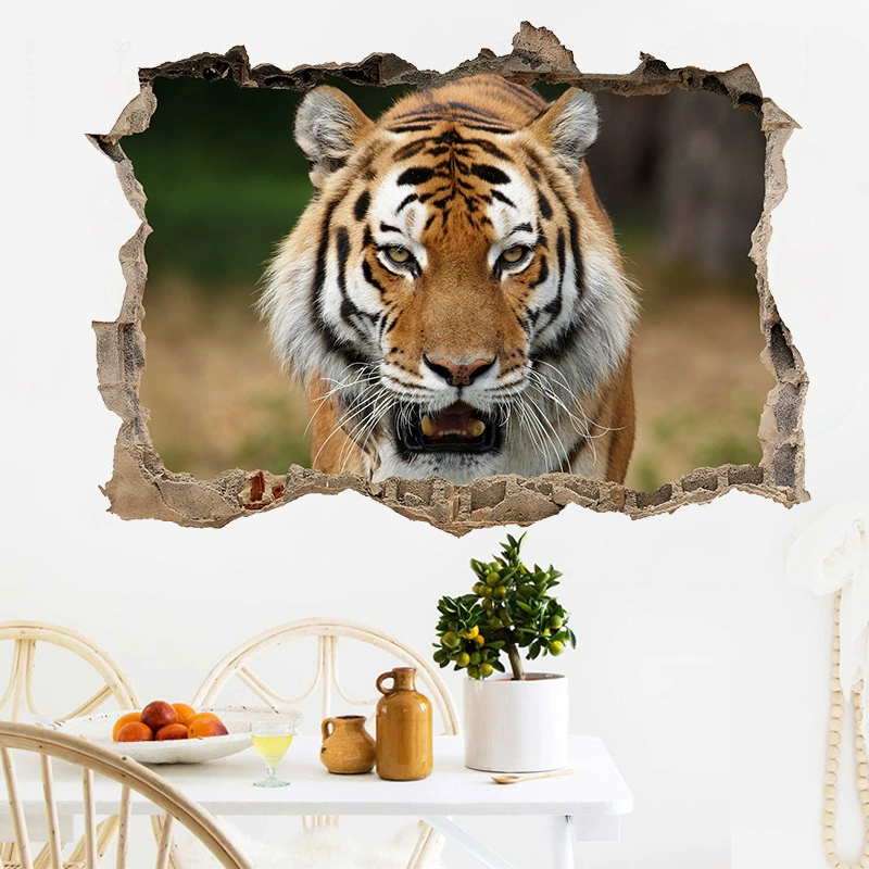 Трансграничная внешняя торговля имитация трехмерной стены наклейки на стену тигра наклейки для гостиной спальни украшения