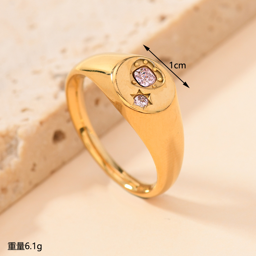 Venta caliente europea y americana joyería de acero inoxidable fundición anillo de amor redondo diamante femenino anillo de pareja de acero de titanio anillo