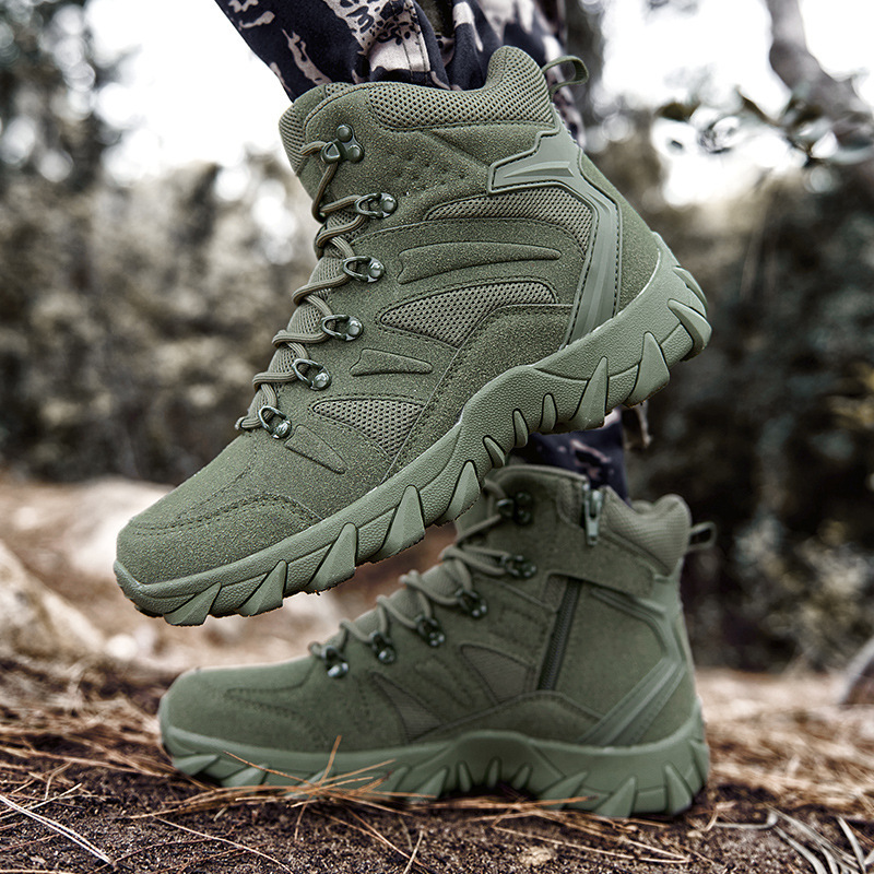 Cross-Border Large Size Mid-Top Outdoor Camping Hiking Boots Men's Training Boots Outdoor Hiking Boots Desert Boots Military Boots Practical Boots
