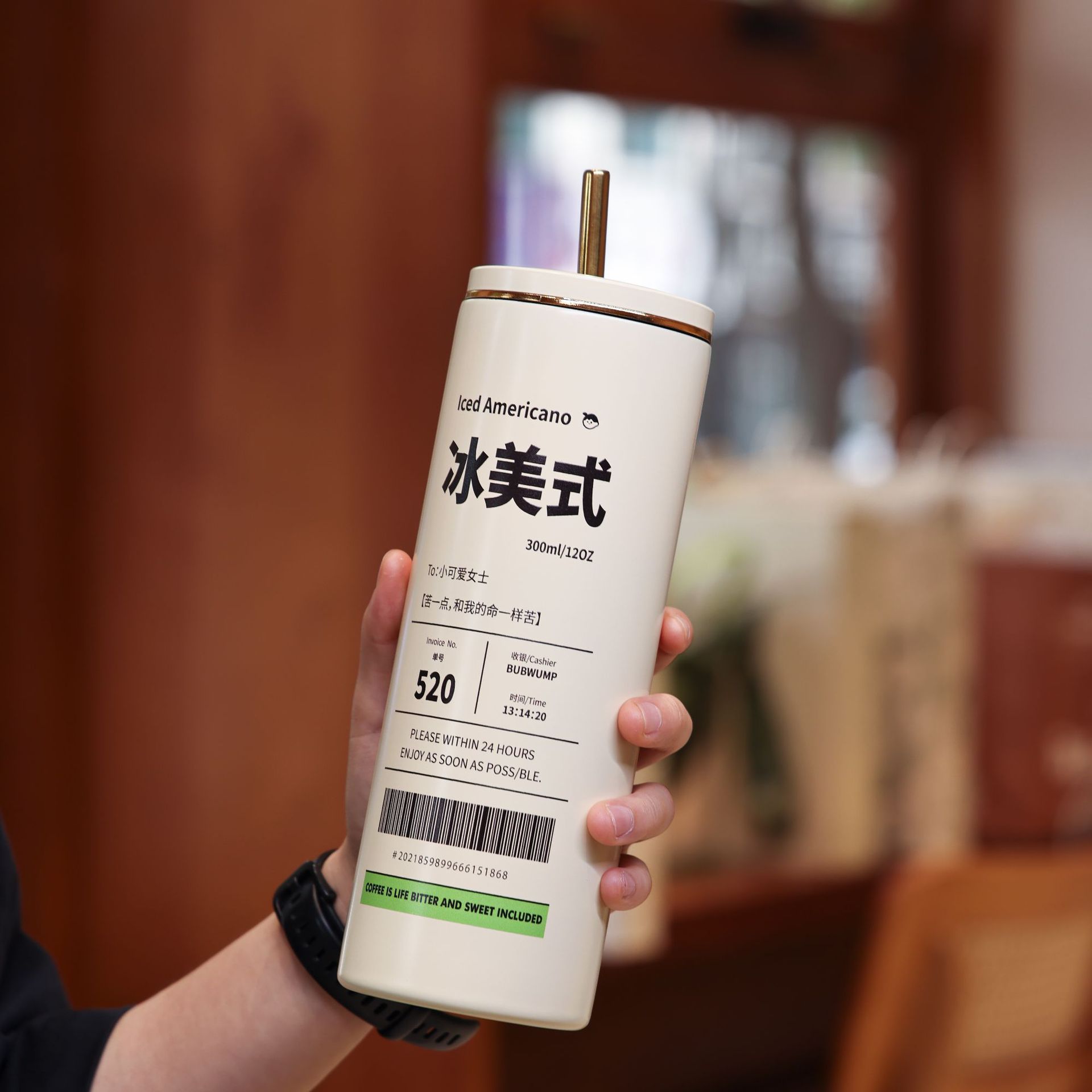 Transfronterizos nuevos ins taza de vacío de acero inoxidable simple de alto aspecto portátil taza de café taza de paja portátil