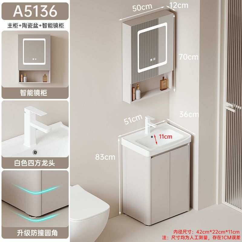 Piso doble puerta A5136 + gabinete espejo inteligente