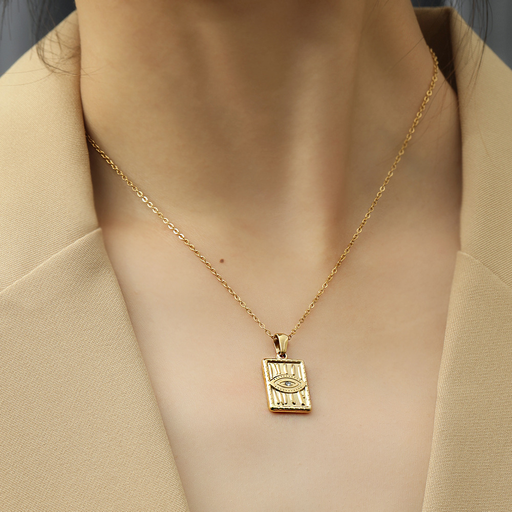 Lady Geometric Titanium Steel Diamond Pendant Necklace 1 Piece