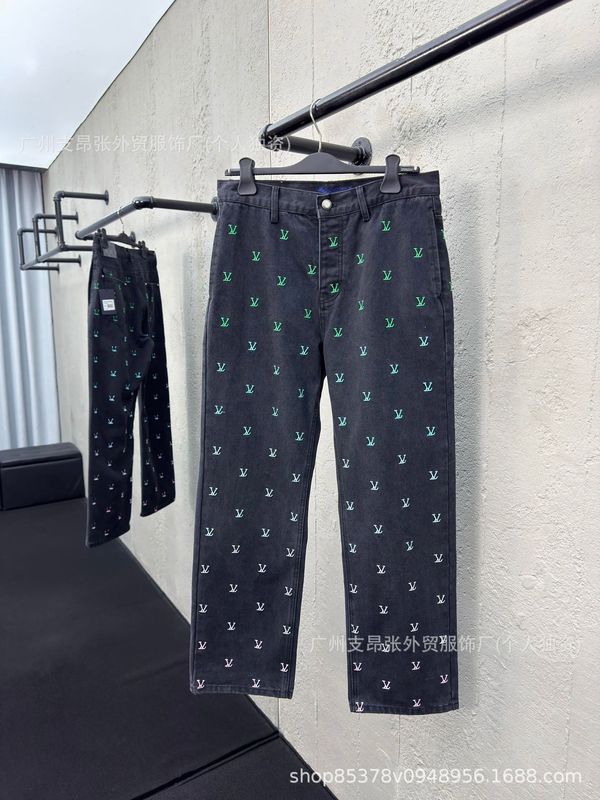 驴家25新款菲董系列满印刺绣LOGO渐变蓝绿彩虹牛仔套装外套长裤L|undefined