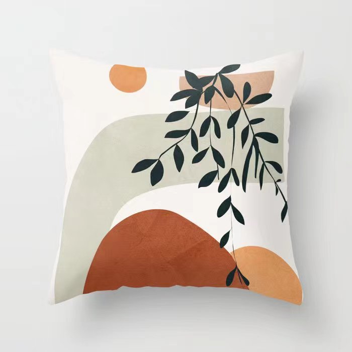 Funda De Almohada abstracta simple moderna funda de almohada de piel de melocotón geométrica simple funda de almohada de mediados de siglo