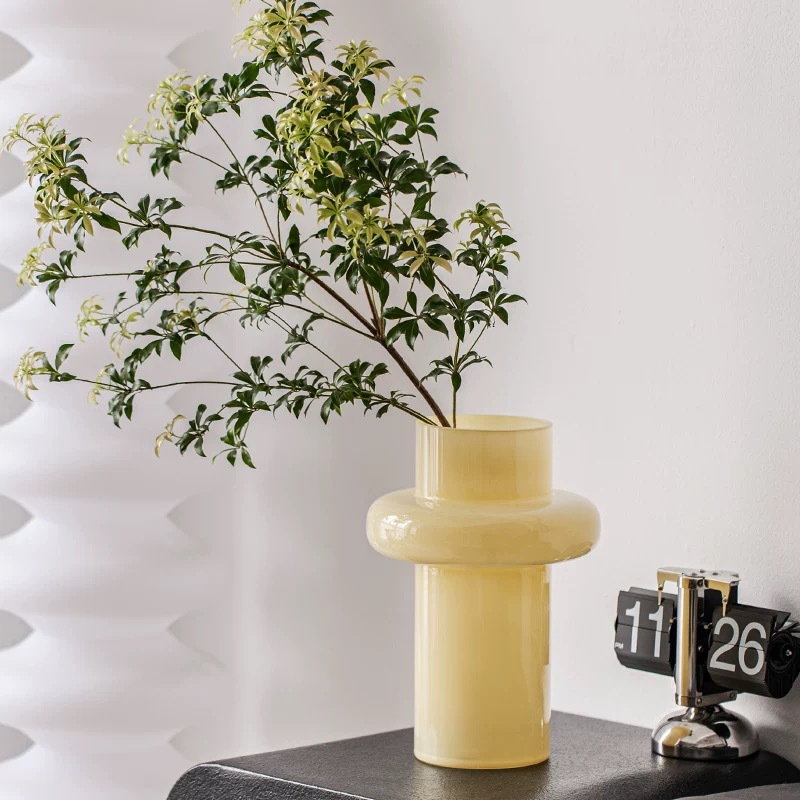 Luz de lujo de alto grado pequeño florero de cristal de la cintura sala de estar arreglo floral Lily Rose rico bambú flor decorativa dispositivo