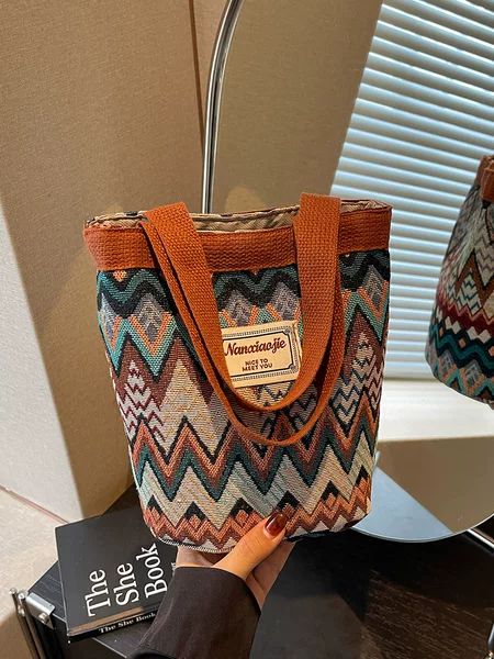 Trendy Bohemian Bucket Bag for Women 2026 New Ins Ethnic Style Woven Shoulder Handbag for Women