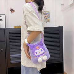 Cartoon Fashion Plush Doll Girl Heart Shoulder Bag Kurome Melody Doll Bag Gift Accessories Crossbody Bag