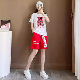 运动套装女潮牌夏装2025年新款短袖广场舞服时尚曳步舞短裤两件套