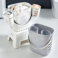 プラスチック製の持ち運び可能な仕切り付き汚れた衣類用バスケット、通気性のある家庭用衣類収納バスケット、浴室用衣類収納バスケット