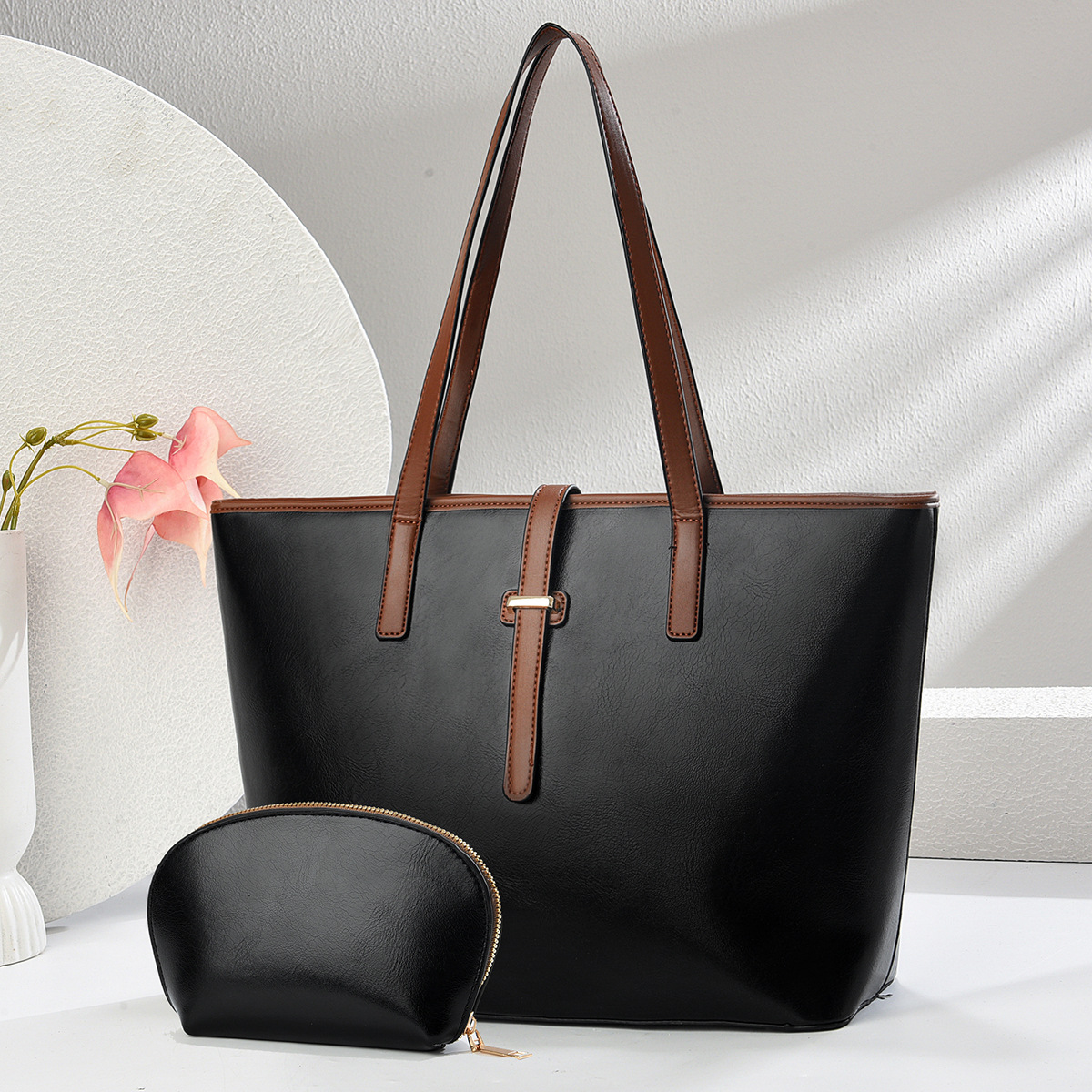Bolso Tote bag Taizhou bolso femenino nuevo comercio exterior transfronterizo al por mayor color sólido bolso madre textura totebags