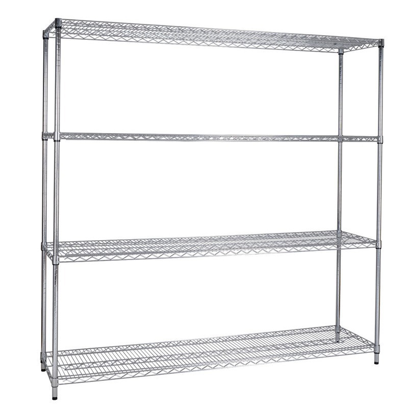 镀铬四层线网货架不锈钢仓库物料架推车多层货架杂物架可调节