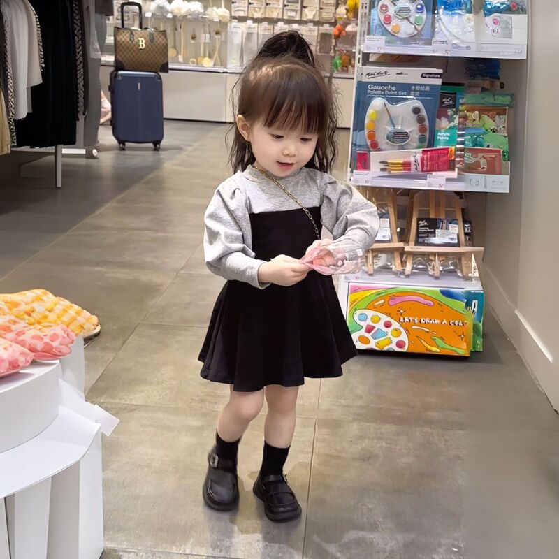 Girls' Small and Medium-Sized Kidsren's Dress Skirt Autumn New Korean Style Fashionable Baby Kidsren's Clothing Spring & Fall Long-Sleeved Princess Girls' Small and Medium-Sized Kidsren's Dress Skirt Autumn New Korean Style Fashionable Baby Kidsren's Clothing Spring & Fall Long-Sleeved Princess