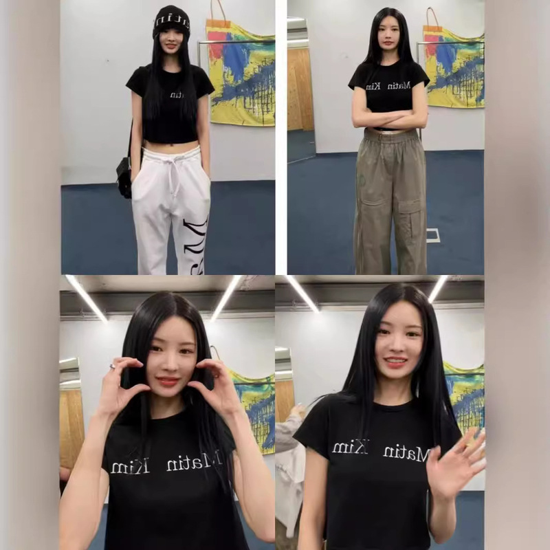 MaTin Kim Korean jennie Jin Zhini Same STyle Niche Trendy Brand MK ShorT ShorT-sleeved T-shirT Top for Women Summer