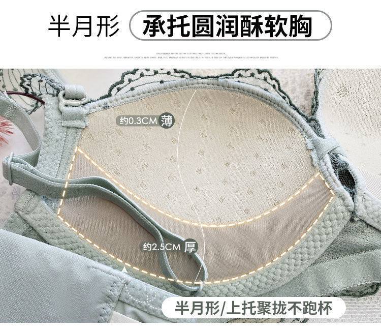 智贝详情图_3内衣女小胸聚拢调整型无钢圈收副乳蕾丝胸罩红色本