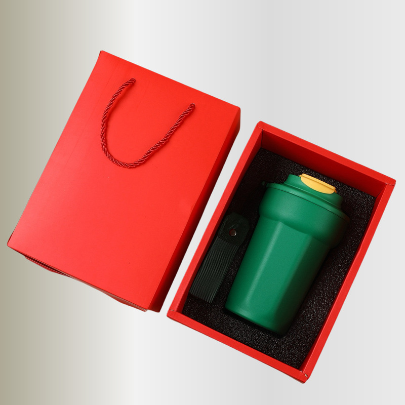 新しい八角形コーヒーカップギフトボックスセットステンレス鋼フリップトップ断熱カップ高価値ポータブルスポーツカップ|undefined