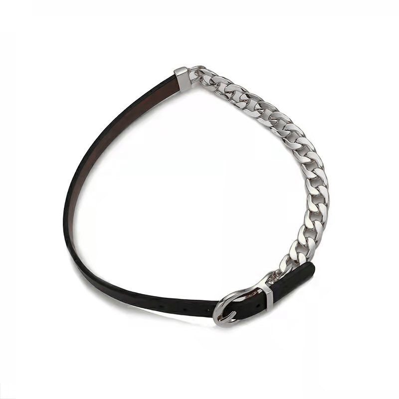 Vente directe d'usine : ceinture fantaisie, collier en acier titane pour femme, style disco/boîte de nuit, chaîne clavicule._voghion.com