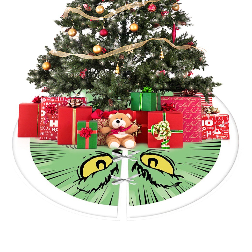 Navidad vacaciones decoraciones dibujos animados impresión patrón lindo 90cm muñeca árbol Navidad falda inferior delantal vestido arriba