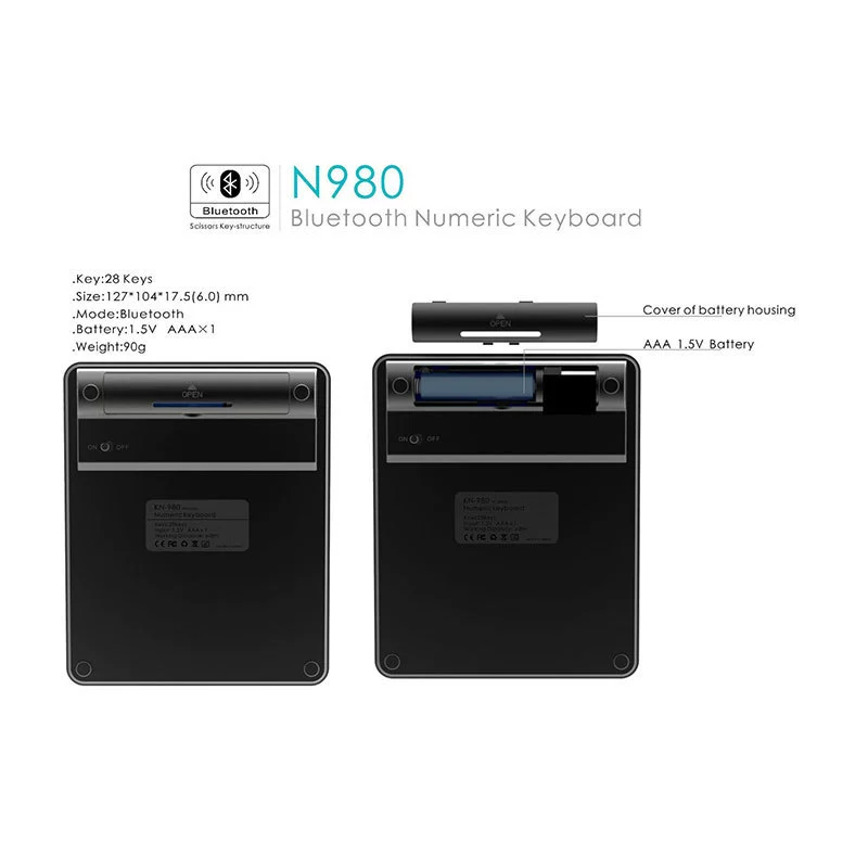 Прямые поставки с фабрики N980 беспроводная офисная цифровая клавиатура 28 клавиш алюминиевый сплав беспроводная зарядка Bluetooth цифровая клавиатура