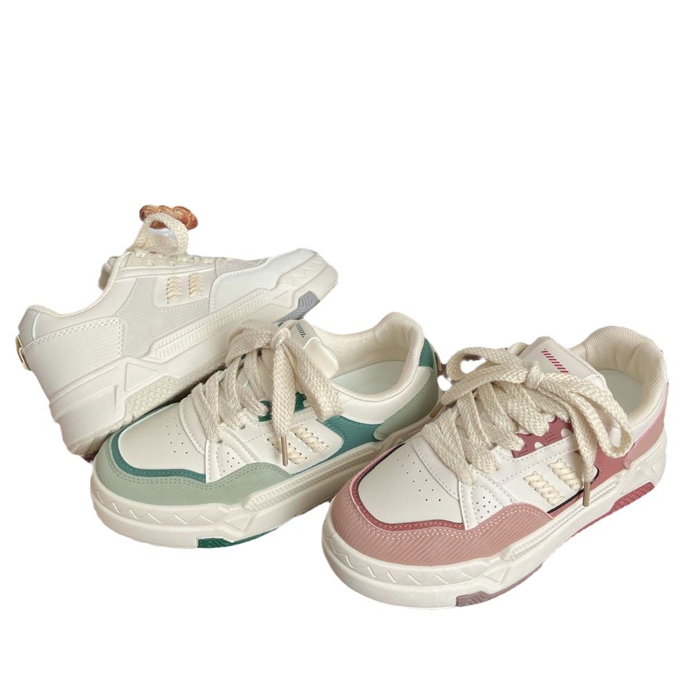 Women's Casual Sneakers Thick Sole Versatile White Shoes_voghion.com