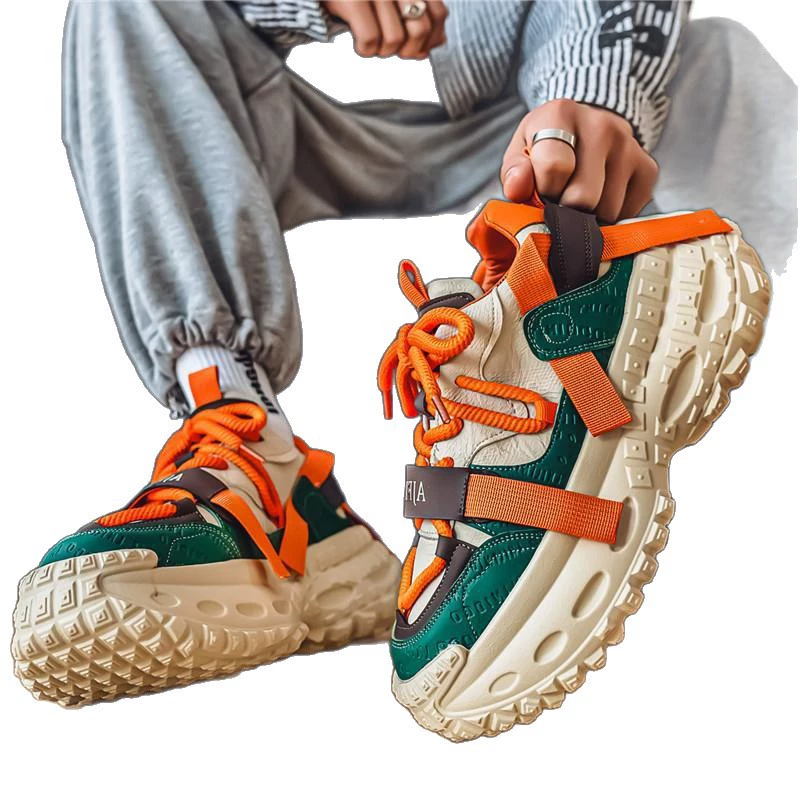 5СМ увеличенная пена подошва dad shoes для мужчин 2025 лето стройный универсальные спортивные и повседневные обувь широкая подошва мужская обувь