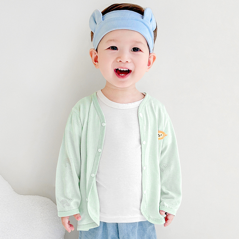 Ropa de protección solar para bebés, chaqueta de punto delgada para niños de verano, niños y niñas, ropa de verano, chaqueta con aire acondicionado, ropa de bebé image 7