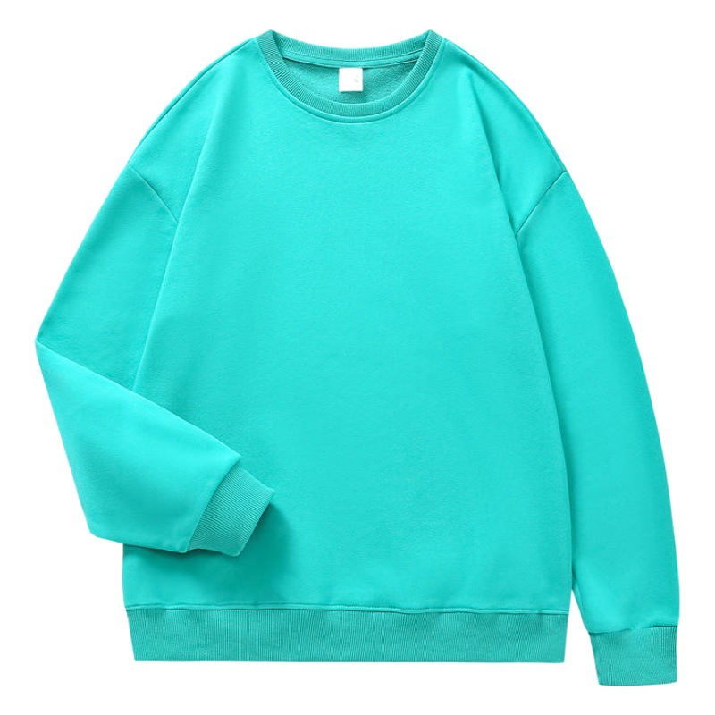 Camiseta de manga larga de algodón puro de color sólido para otoño e invierno, uniforme escolar de cuello redondo, sudadera promocional con logotipo impreso, uniforme de trabajo para grupos