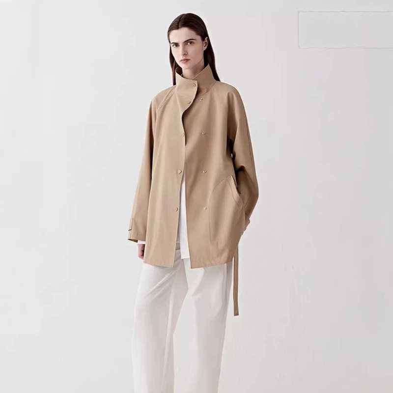 Xiaohe Women's Clothing Mall's Same Style 2026 Spring New Fine-Spun Wool Plain Weave Lightweight Short Windbreaker Women's Jacket