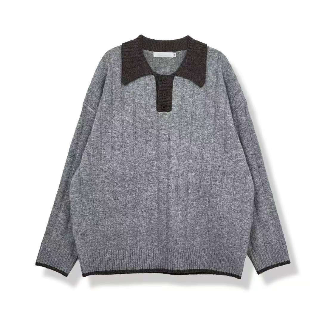 Explosiones transfronterizas de tamaño grande europeo polo camiseta con solapa camiseta de punto suéter hombre color viejo viento de otoño y invierno fábrica al por mayor