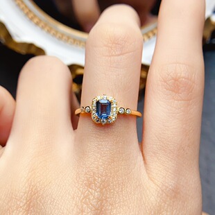 New natural topaz ring S925 silver inlaid main stone 4*5mm Joker net red explosions women's jewelry wholesale
