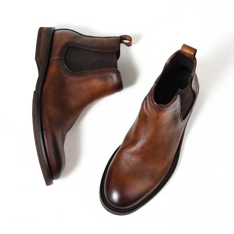 Men's Chelsea Boots Mid-Top Slip-On Martin Boots Retro Trendy Leather Boots Men Chelsea Boots Men's Chelsea Boots Mid-Top Slip-On Martin Boots Retro Trendy Leather Boots Men Chelsea Boots