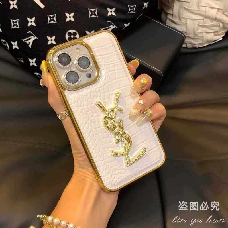 Trendy Niche Phone Case Suitable for iPhone 15 Pro Glitter Apple Light Luxury Chanel-Style Phone Case