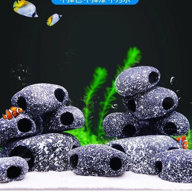 Резервуар для разведения рыбы и креветок, глиняный горшок, укрытие для короткоталых рыбок, аквариум с тремя озерами, ландшафтные каменные украшения, набор из 5 предметов