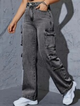 U 661 Stylish High Waist Skinny Cargo Jeans for Women