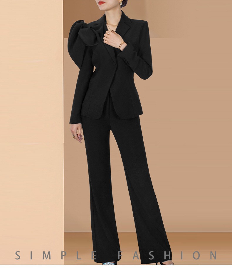 GraceChic 4282 New Fashionable Slimming Red Suit Women's Goddess Style Blazer + High Waist Pants Two-Piece Set_voghion.com