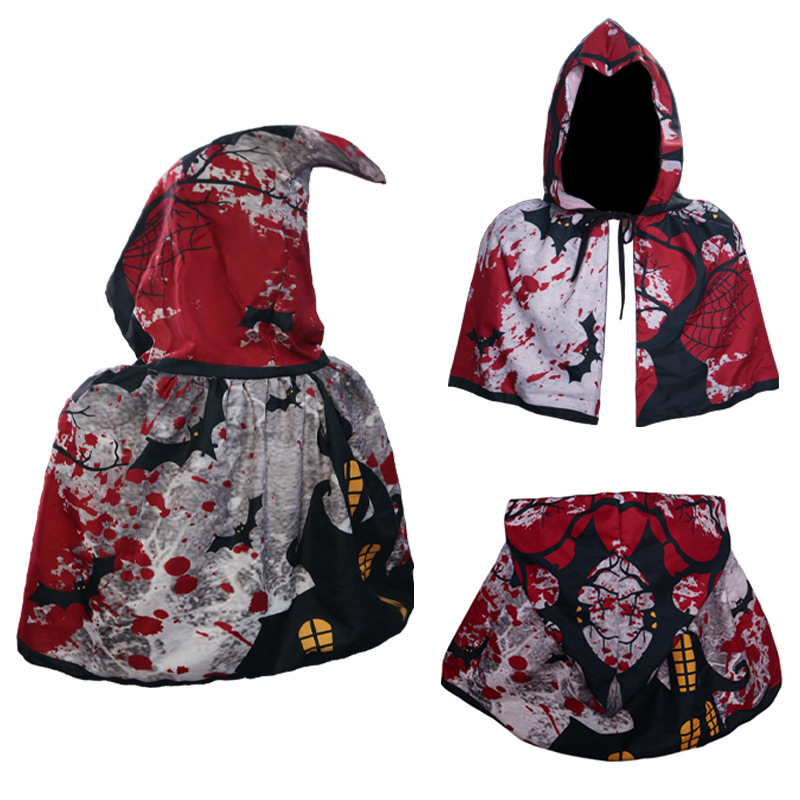 Halloween nueva capa con capuz capa cosplay ropa de maquillaje impresión digital de punto de tela de abrigo