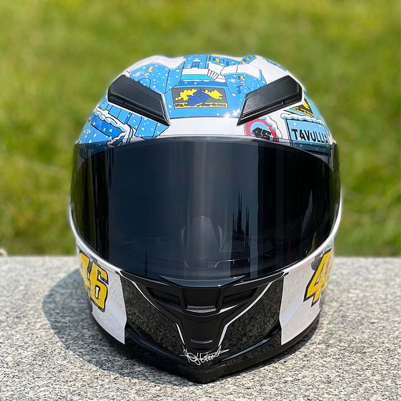 Motorcycle Helmet Personalized Snow House Style with Extended Spoiler