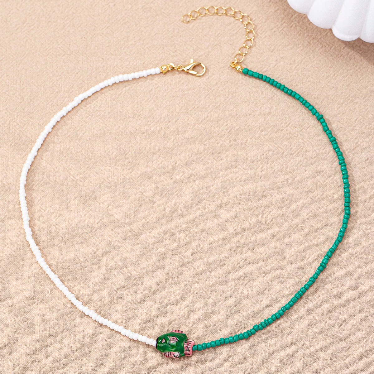 Fish Pattern All Seasons Season Casual Classic Style Fish Beaded Beaded Chain Lobster Trigger Clasp Closure Beaded Necklaces Wholesale