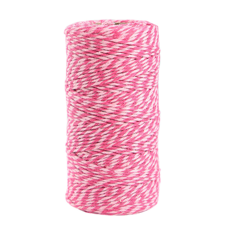 Fabricante 1,5mm cuerda de algodón de dos colores cuerda de etiqueta tejida a mano bricolaje 100 m/rollo material de hilo de algodón hecho a mano