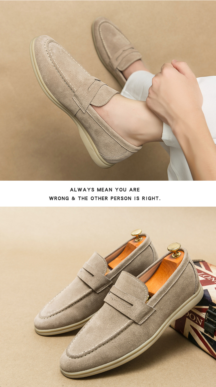 Mocassini uomo in camoscio slip-on scarpe casual comode_voghion.com