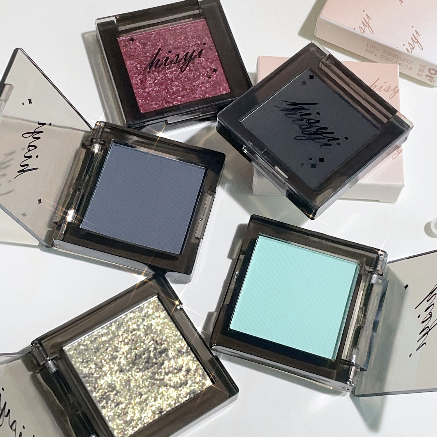Hisyi Dark Magic Single Color Eye Shadow Matte Pearlescent Brightening Natural Color Long-Lasting Makeup Smoky Style Ins Eye Shadow Palette