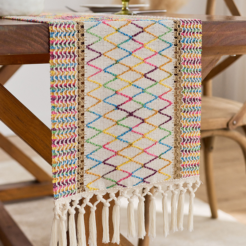 Banderas de mesa de lino de imitación bohemia, a prueba de polvo, resistentes al desgaste, antideslizantes, manteles de jacquard, atmósfera, manteles de té, suministro directo de fábrica