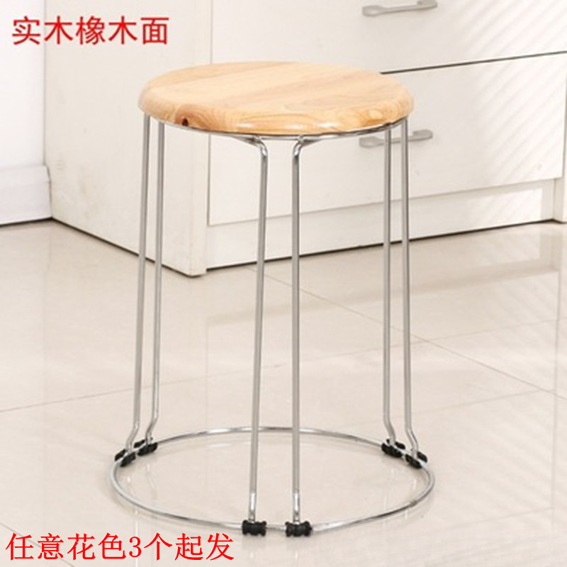 Taburetes redondos de madera sólida taburetes de acero inoxidable taburetes caseros apilables taburetes de hierro forjado dormitorio taburetes de comedor para adultos