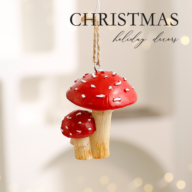 Mushroom Christmas Ornaments Set – 12-Pack Whimsical Holiday Decor For Tree & Home (Wooden Painted Mini Mushrooms With Hooks, Rustic Cottage Decor)_voghion.com