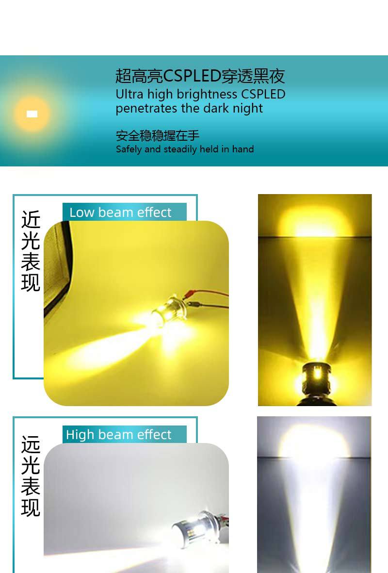 Car and Motorcycle Headlights H4H6 Ba20D Dual-Color High-Power High-Brightness Headlight Lens Spotlight