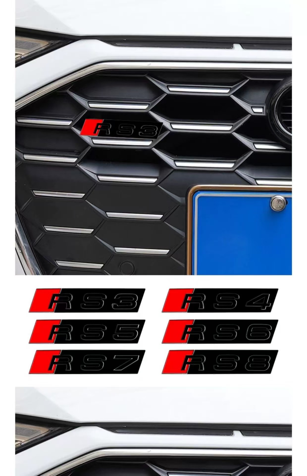 Suitable for Audi S3S4S5 honeycomb net logo RS3RS4RS5 character paste modified net paste car logo